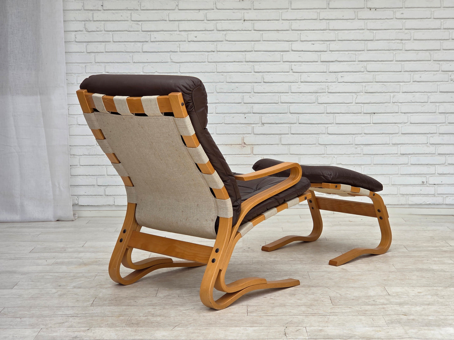 1970s, Norwegian design by Elsa & Nordahl Solheim, set of chair with stool.