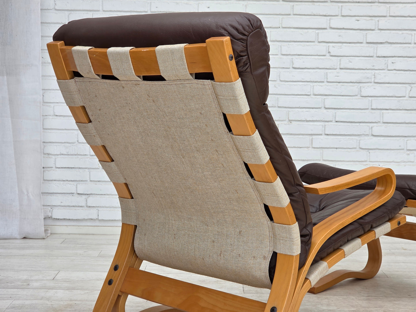 1970s, Norwegian design by Elsa & Nordahl Solheim, set of chair with stool.