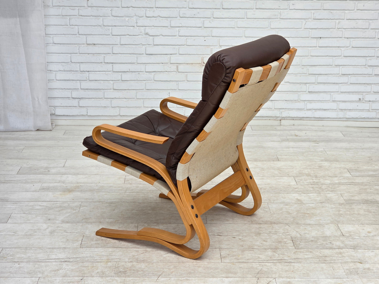 1970s, Norwegian design by Elsa & Nordahl Solheim, set of chair with stool.
