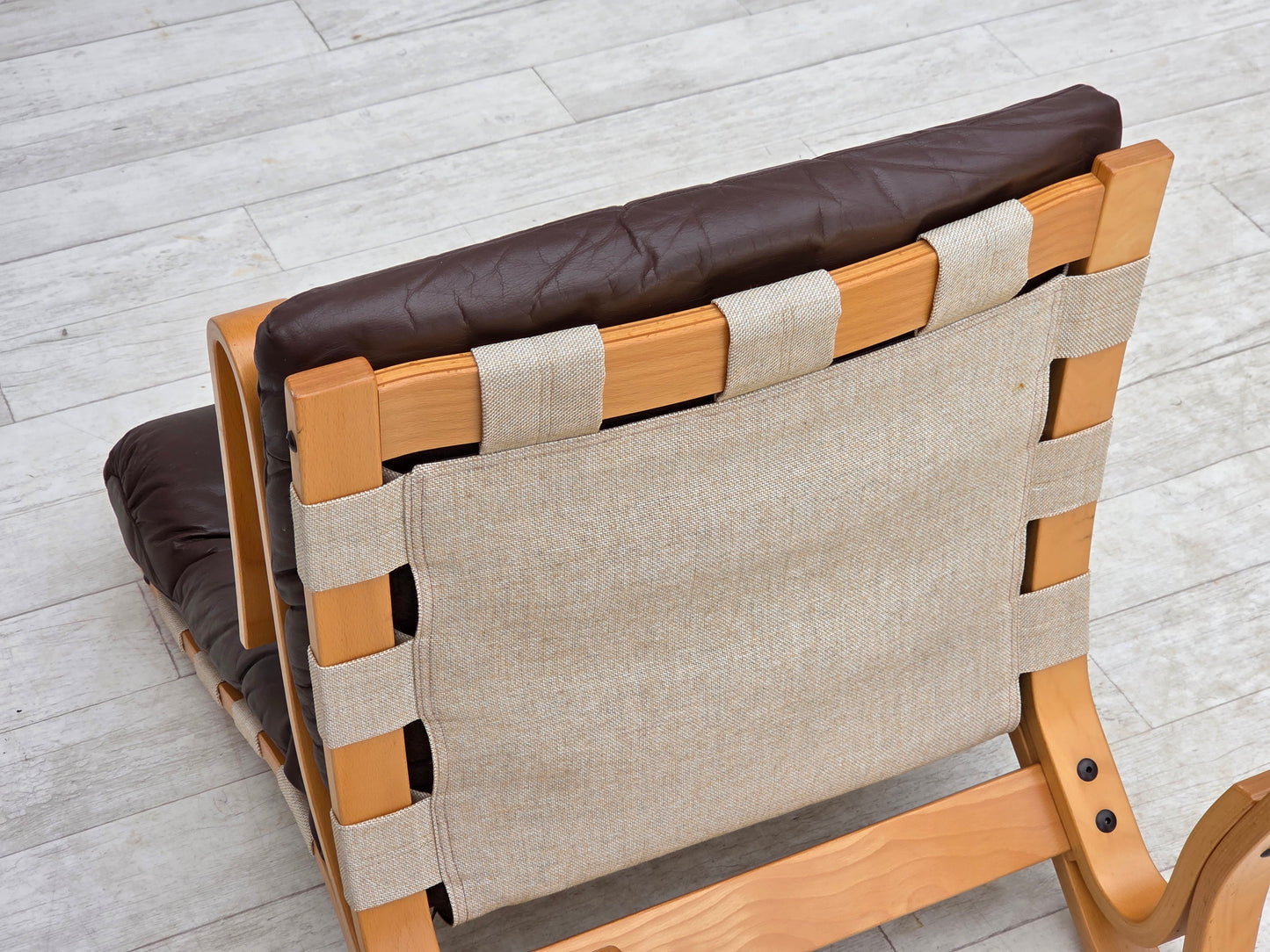 1970s, Norwegian design by Elsa & Nordahl Solheim, set of chair with stool.