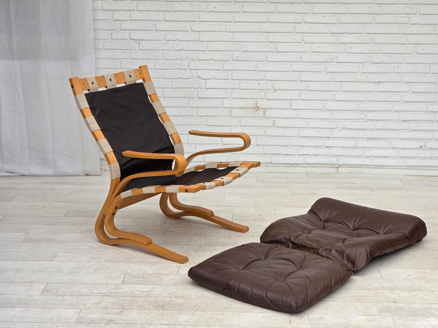 1970s, Norwegian design by Elsa & Nordahl Solheim, set of chair with stool.