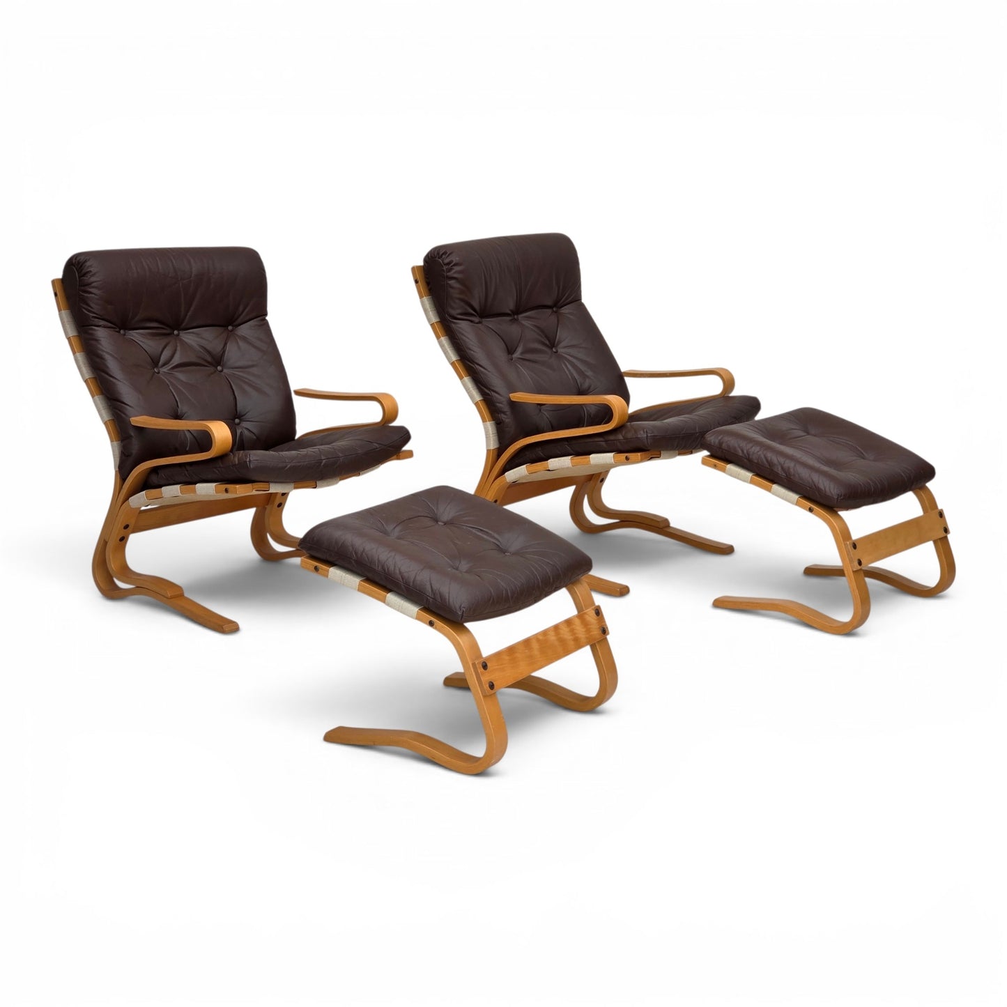 1970s, Norwegian design by Elsa & Nordahl Solheim, set of chair with stool.