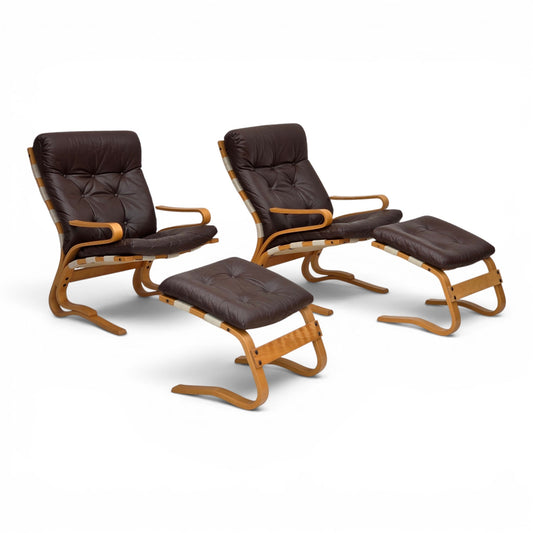 1970s, Norwegian design by Elsa & Nordahl Solheim, set of chair with stool.