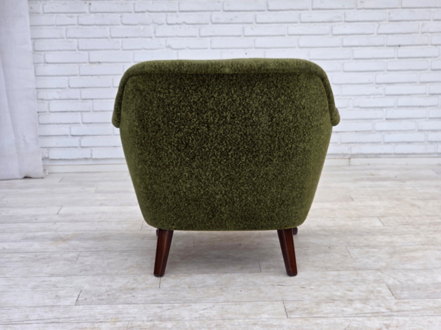 1970s, Norwegian armchair, green furniture fabric, teak wood.