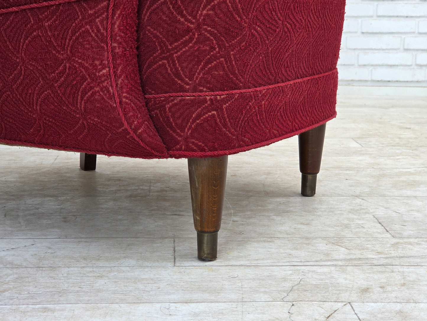 1960s, Danish armchair, original red furniture fabric.