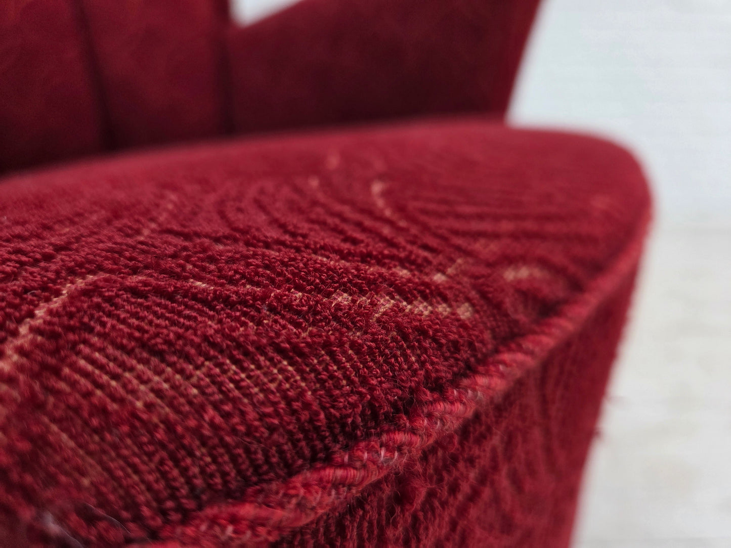 1960s, Danish armchair, original red furniture fabric.