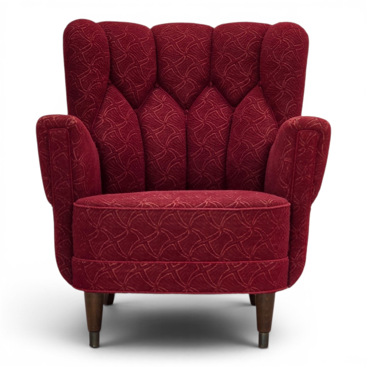 1960s, Danish armchair, original red furniture fabric.