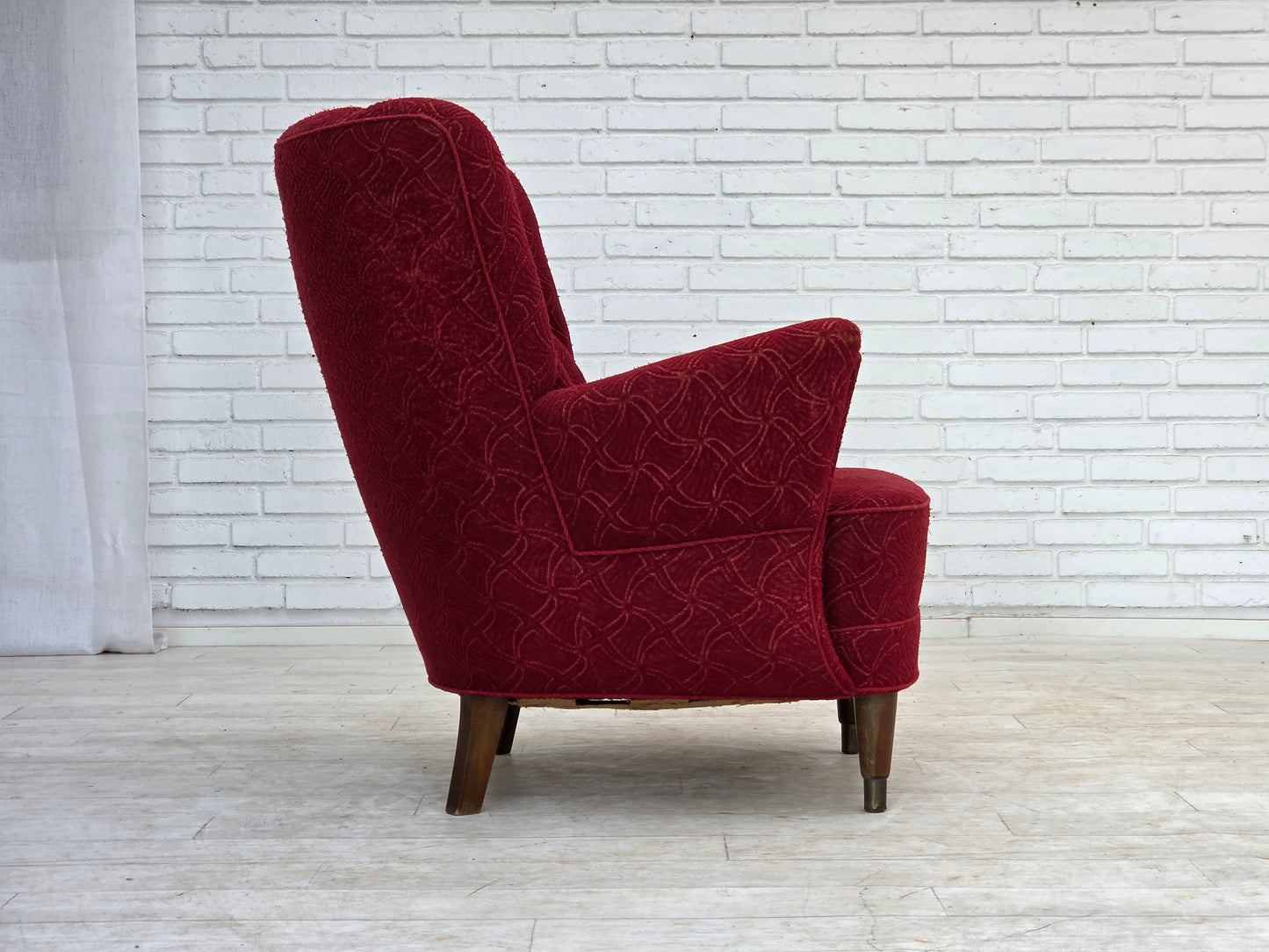 1960s, Danish armchair, original red furniture fabric.