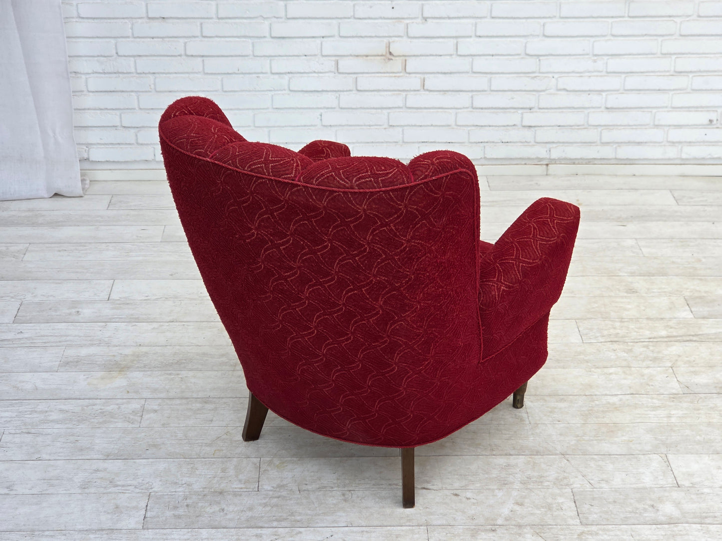 1960s, Danish armchair, original red furniture fabric.