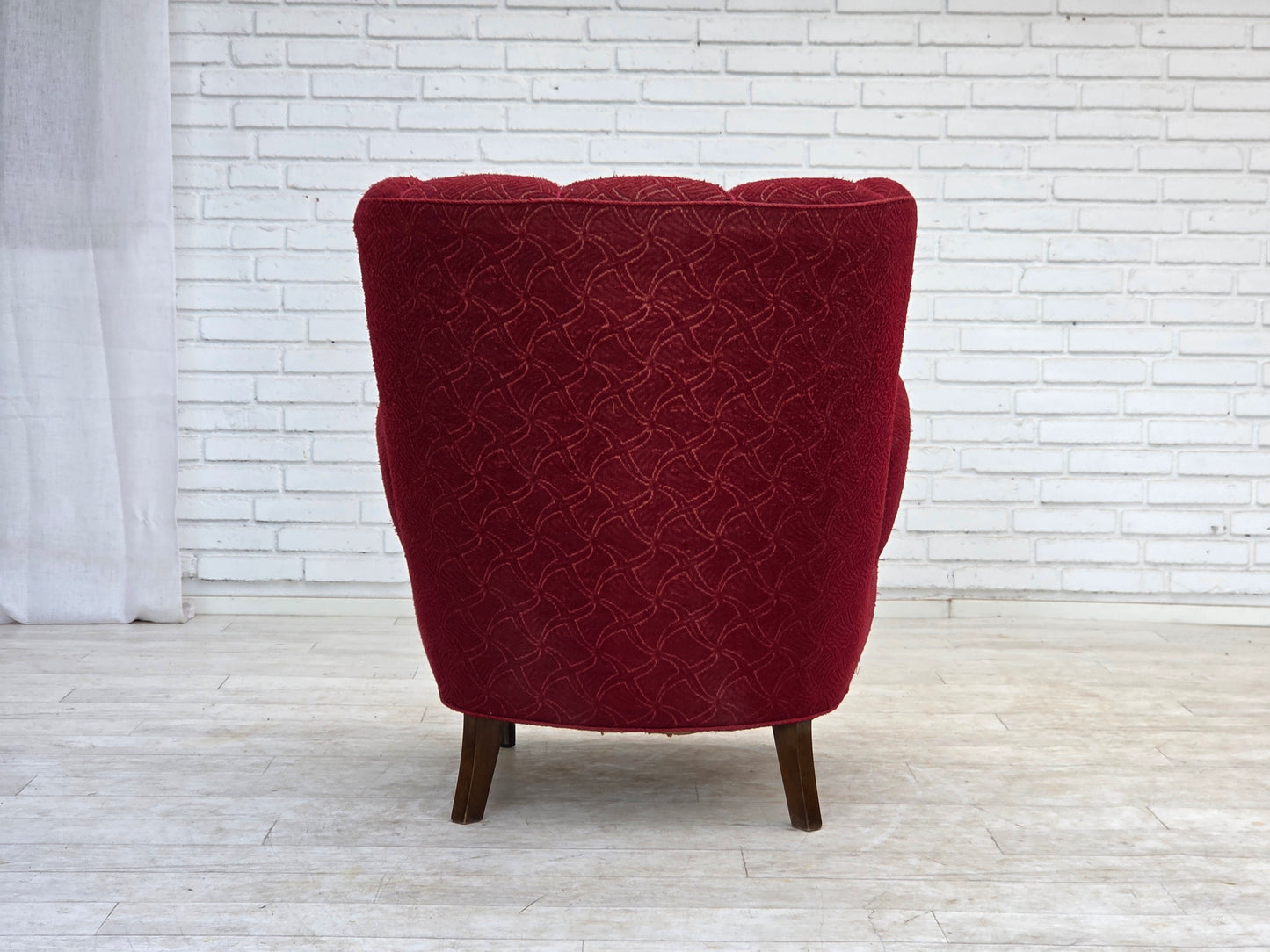 1960s, Danish armchair, original red furniture fabric.
