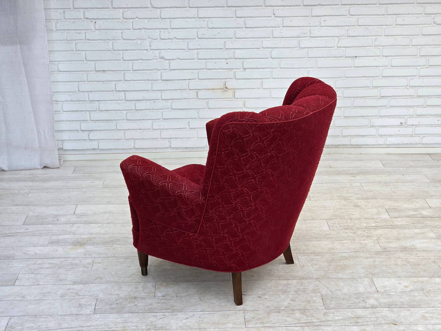 1960s, Danish armchair, original red furniture fabric.