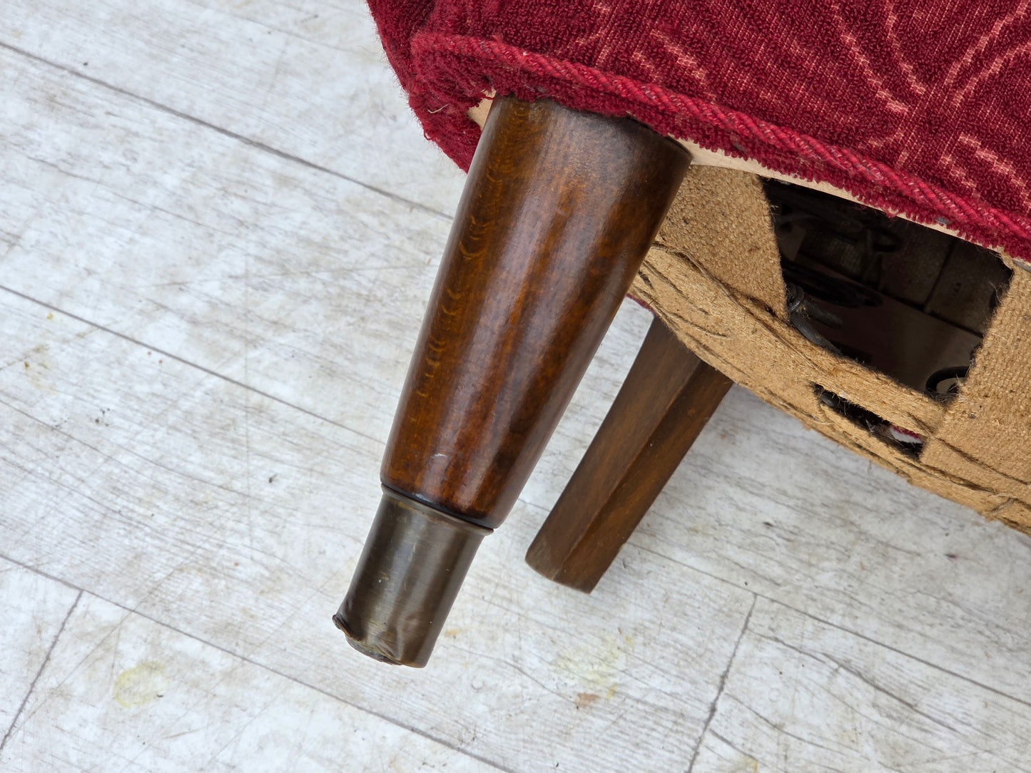 1960s, Danish armchair, original red furniture fabric.