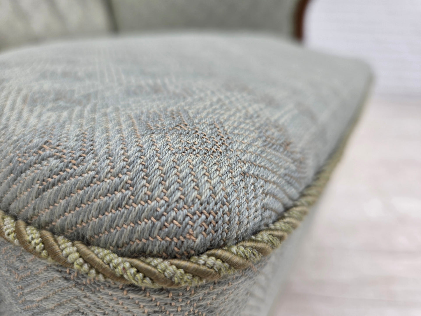 1960s, Danish armchair, light blue furniture fabric, beech wood.
