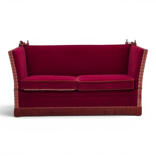 1970s, Danish 2-seater drop arm sofa, furniture velour.
