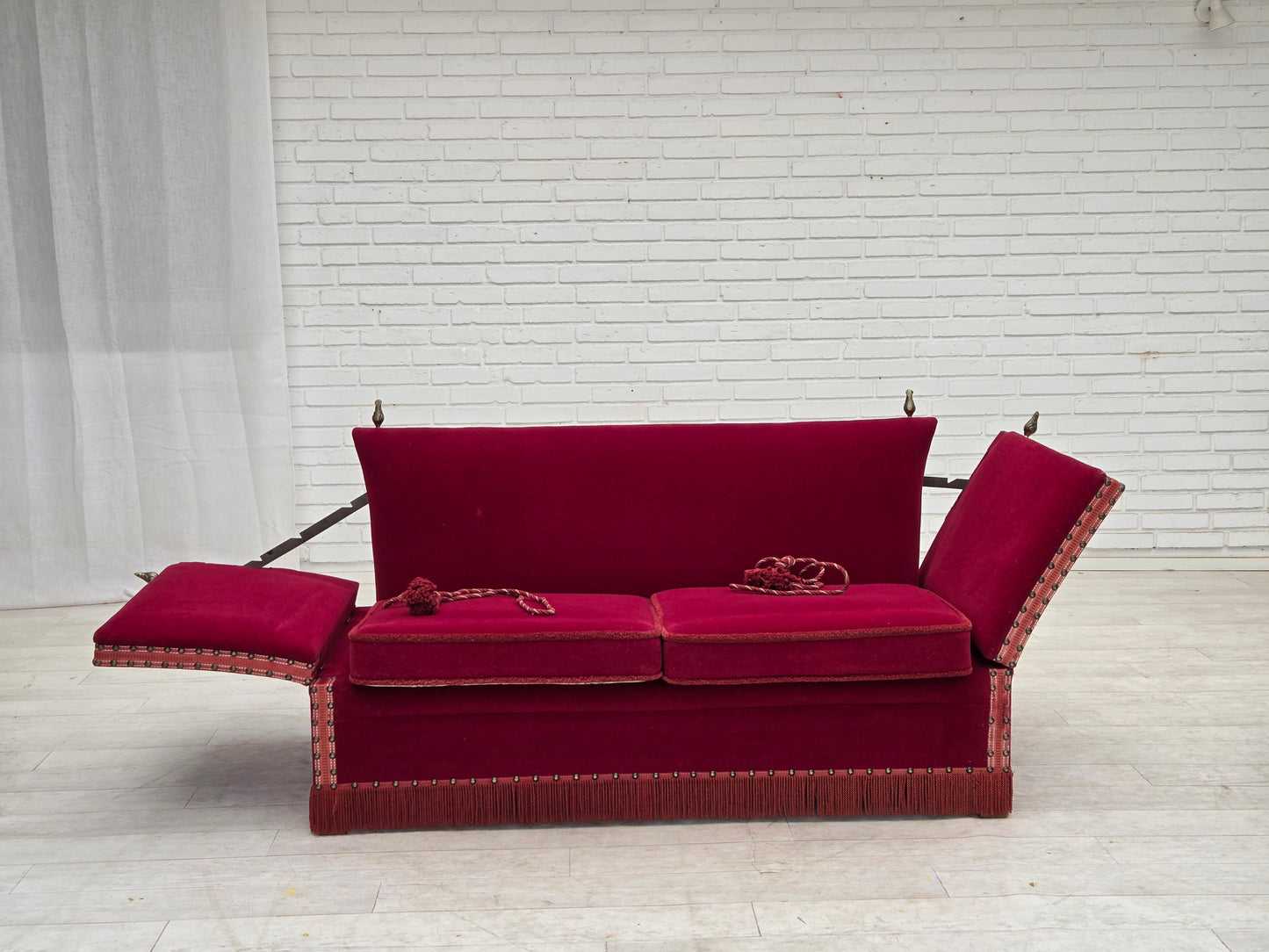 1970s, Danish 2-seater drop arm sofa, furniture velour.