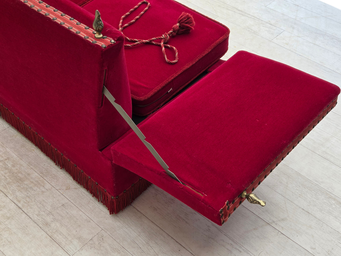 1970s, Danish 2-seater drop arm sofa, furniture velour.