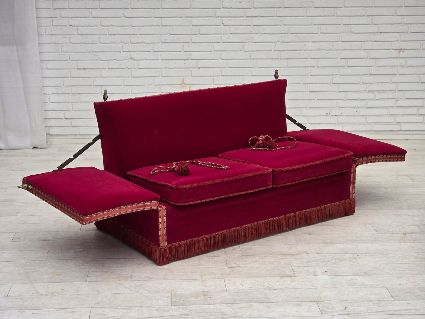1970s, Danish 2-seater drop arm sofa, furniture velour.