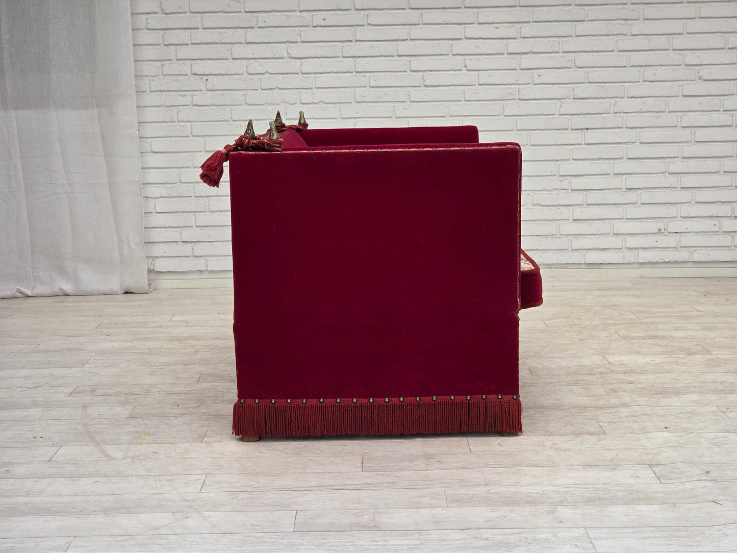 1970s, Danish 2-seater drop arm sofa, furniture velour.