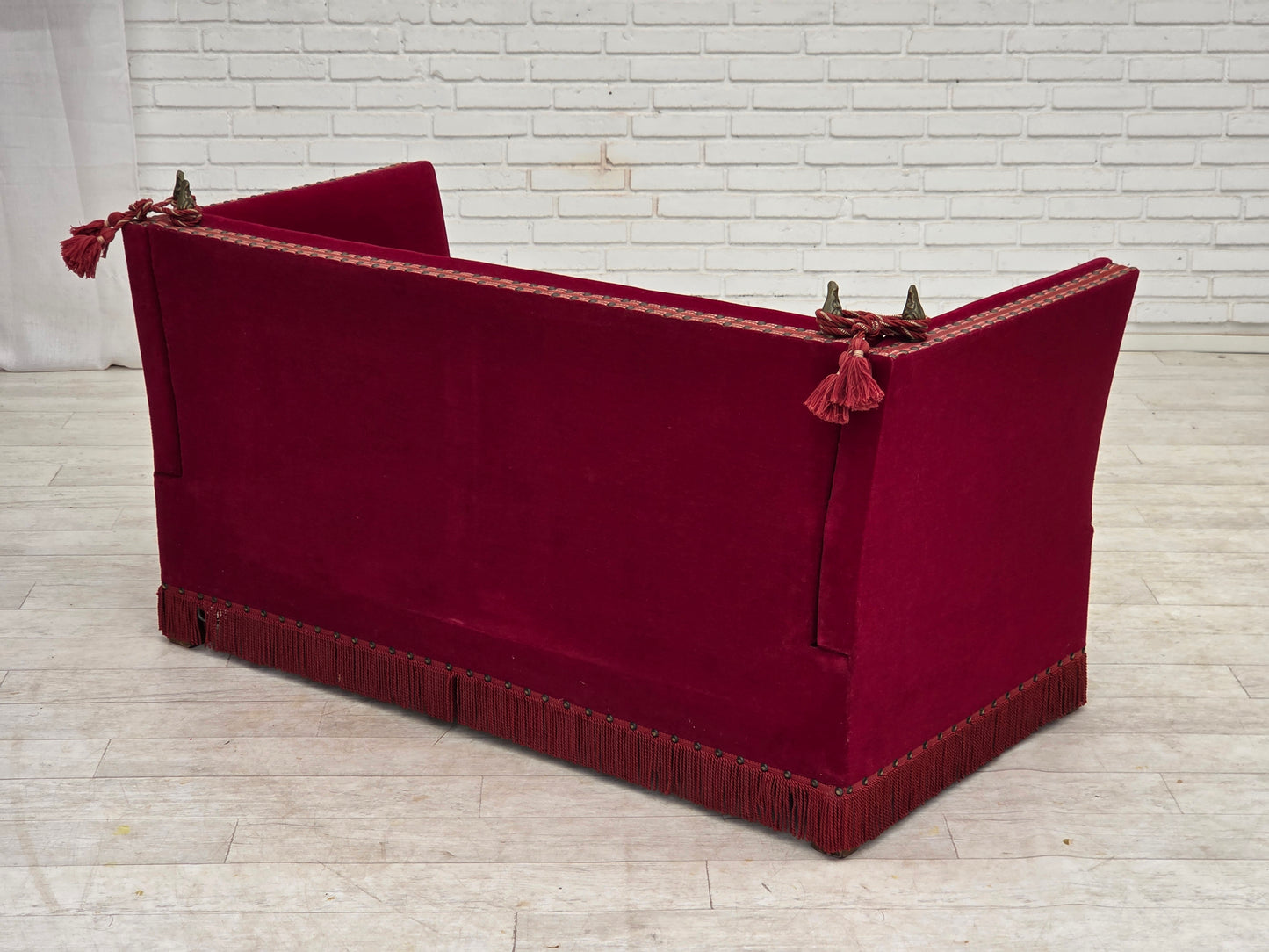 1970s, Danish 2-seater drop arm sofa, furniture velour.