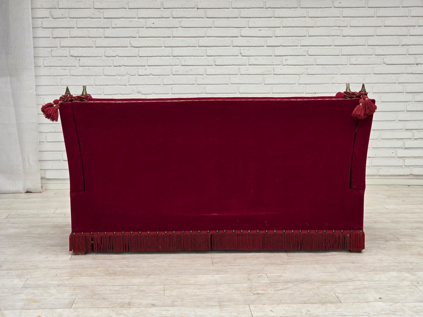 1970s, Danish 2-seater drop arm sofa, furniture velour.
