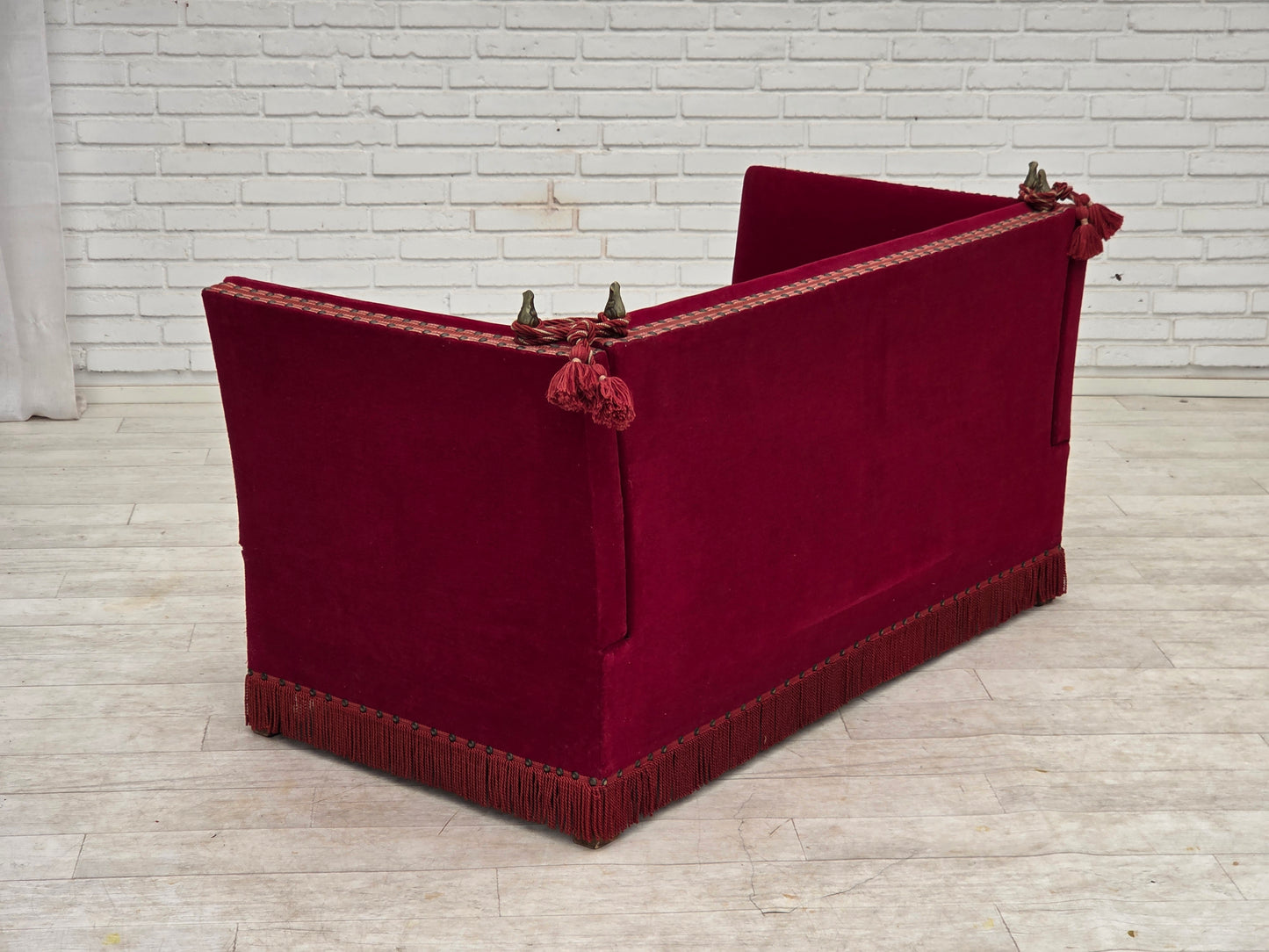 1970s, Danish 2-seater drop arm sofa, furniture velour.