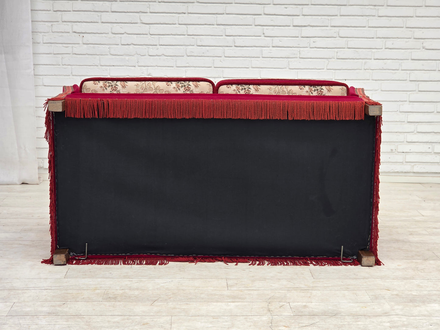1970s, Danish 2-seater drop arm sofa, furniture velour.