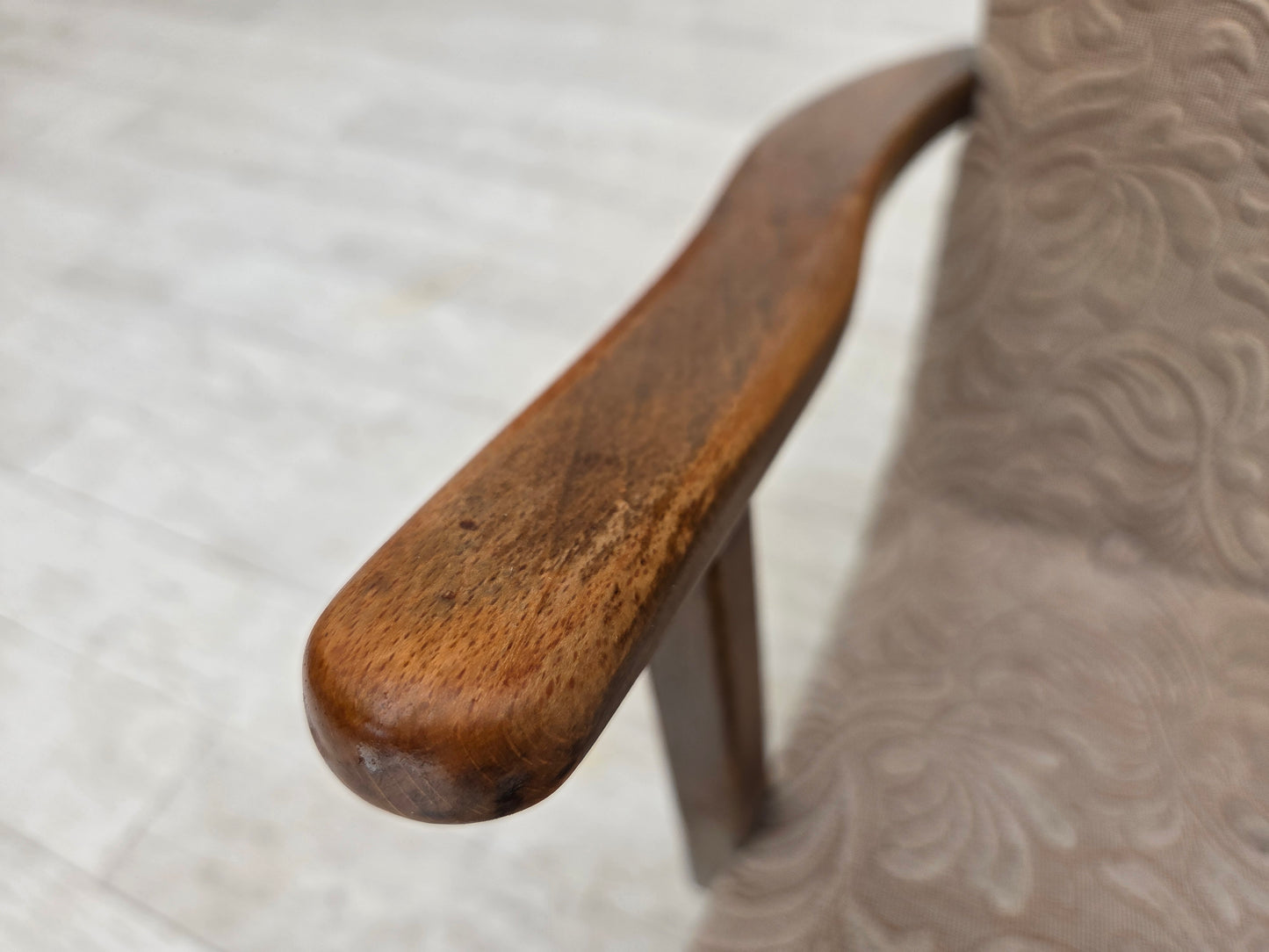 1960s, Danish armchair, furniture wool, beech wood.