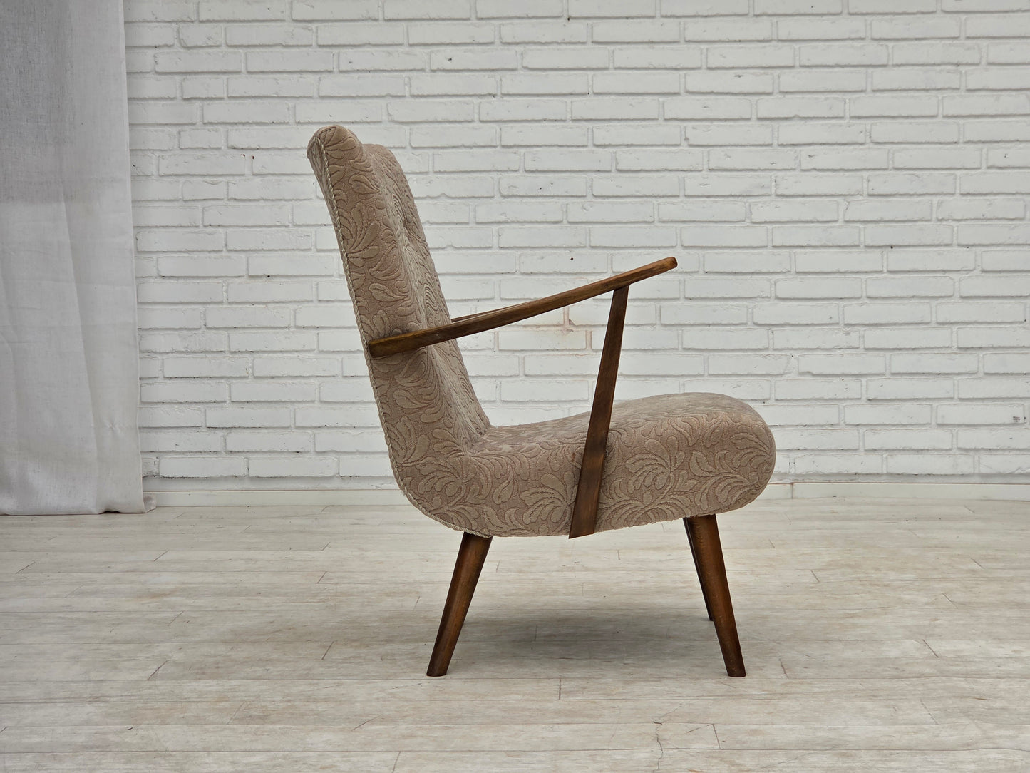 1960s, Danish armchair, furniture wool, beech wood.