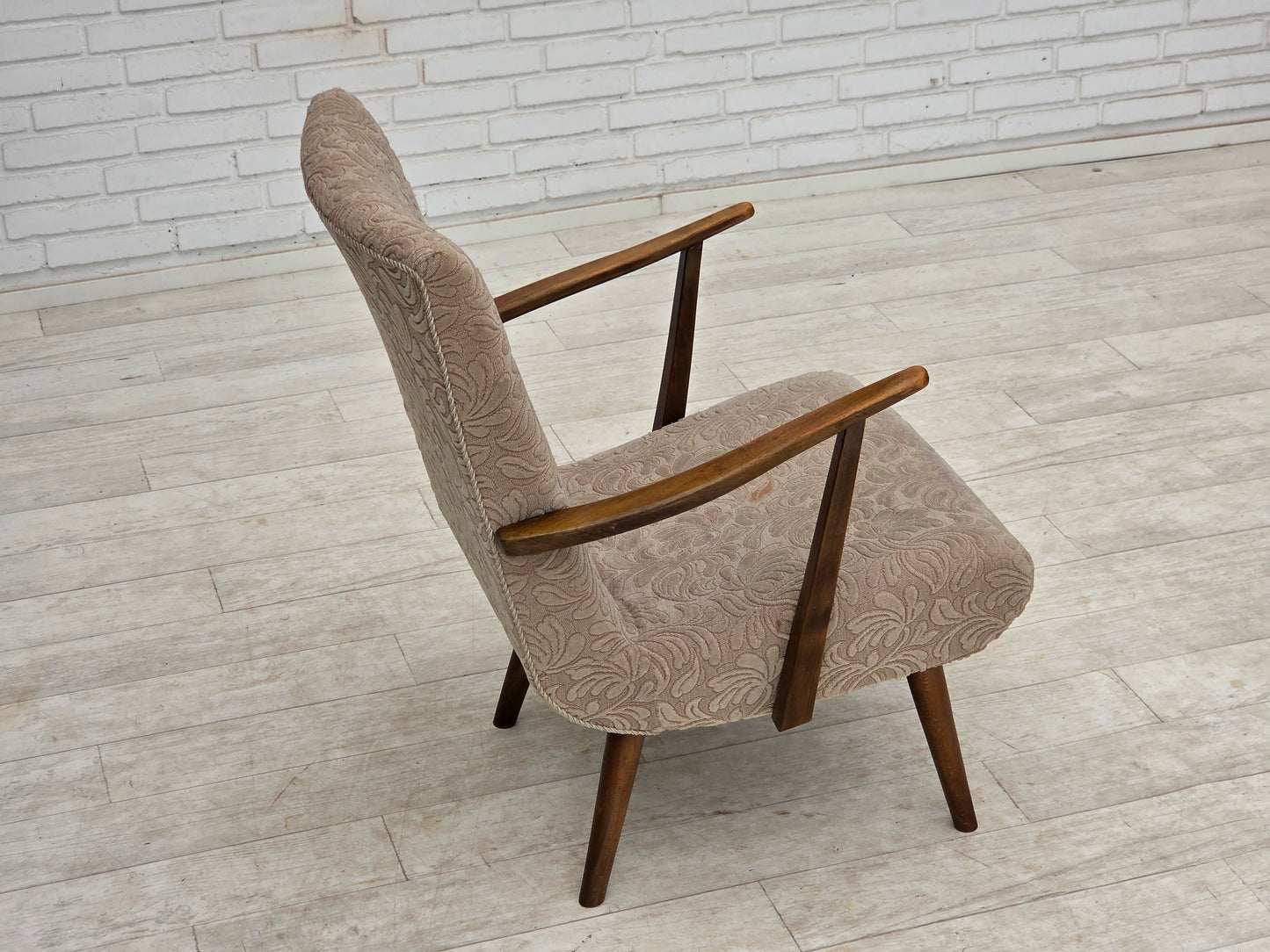 1960s, Danish armchair, furniture wool, beech wood.