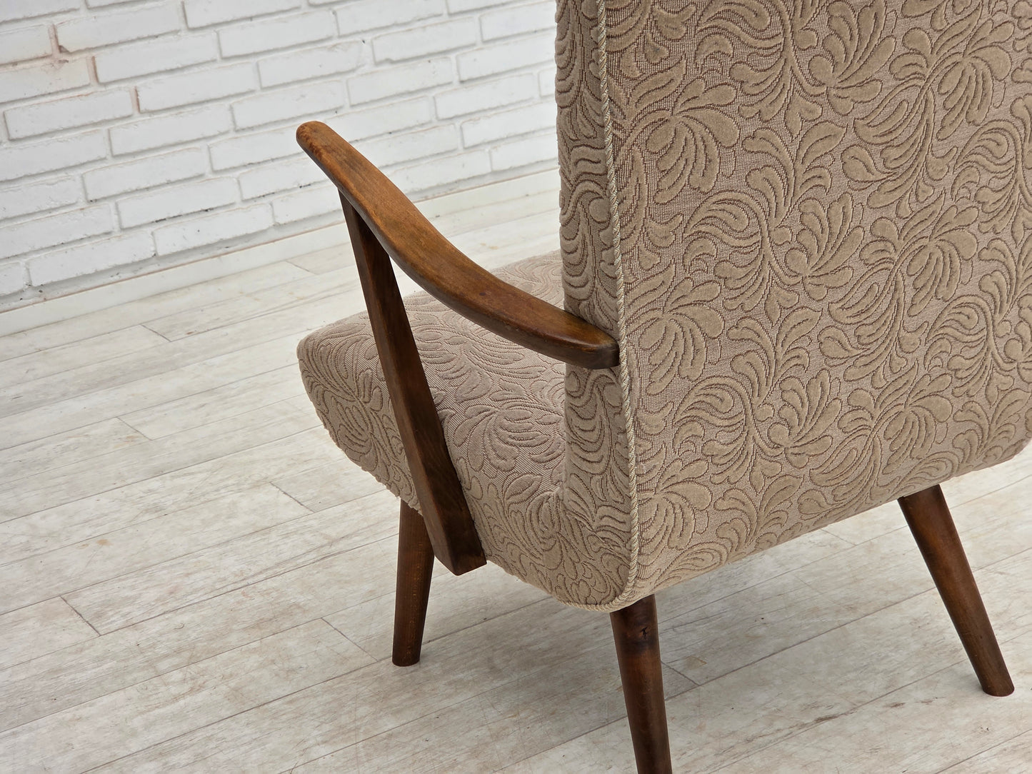 1960s, Danish armchair, furniture wool, beech wood.