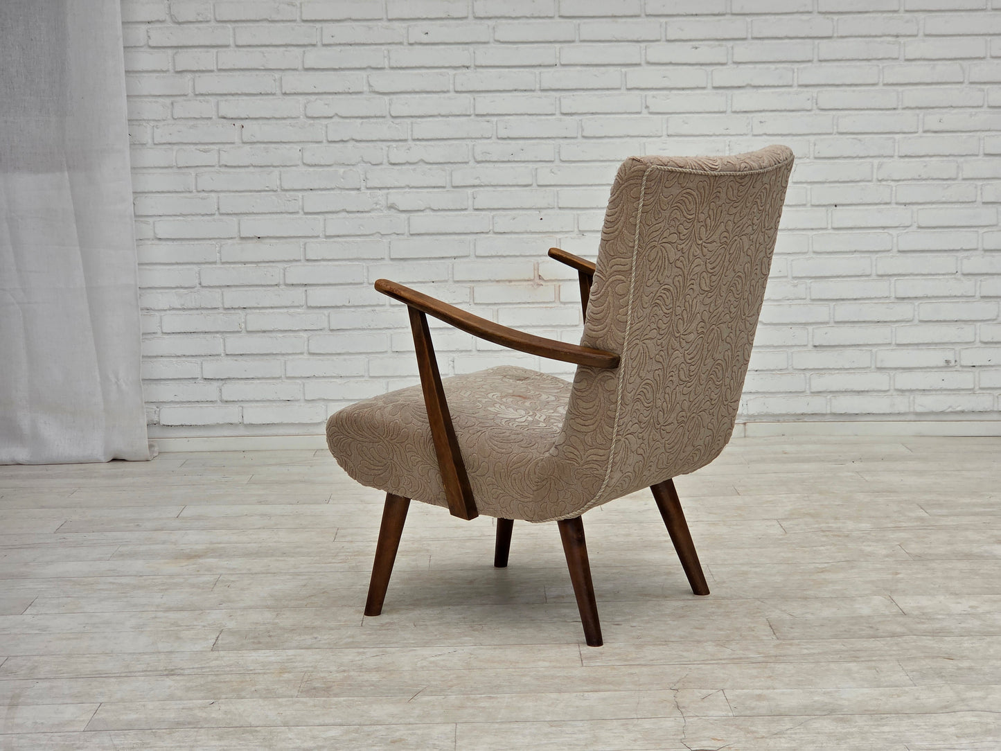 1960s, Danish armchair, furniture wool, beech wood.