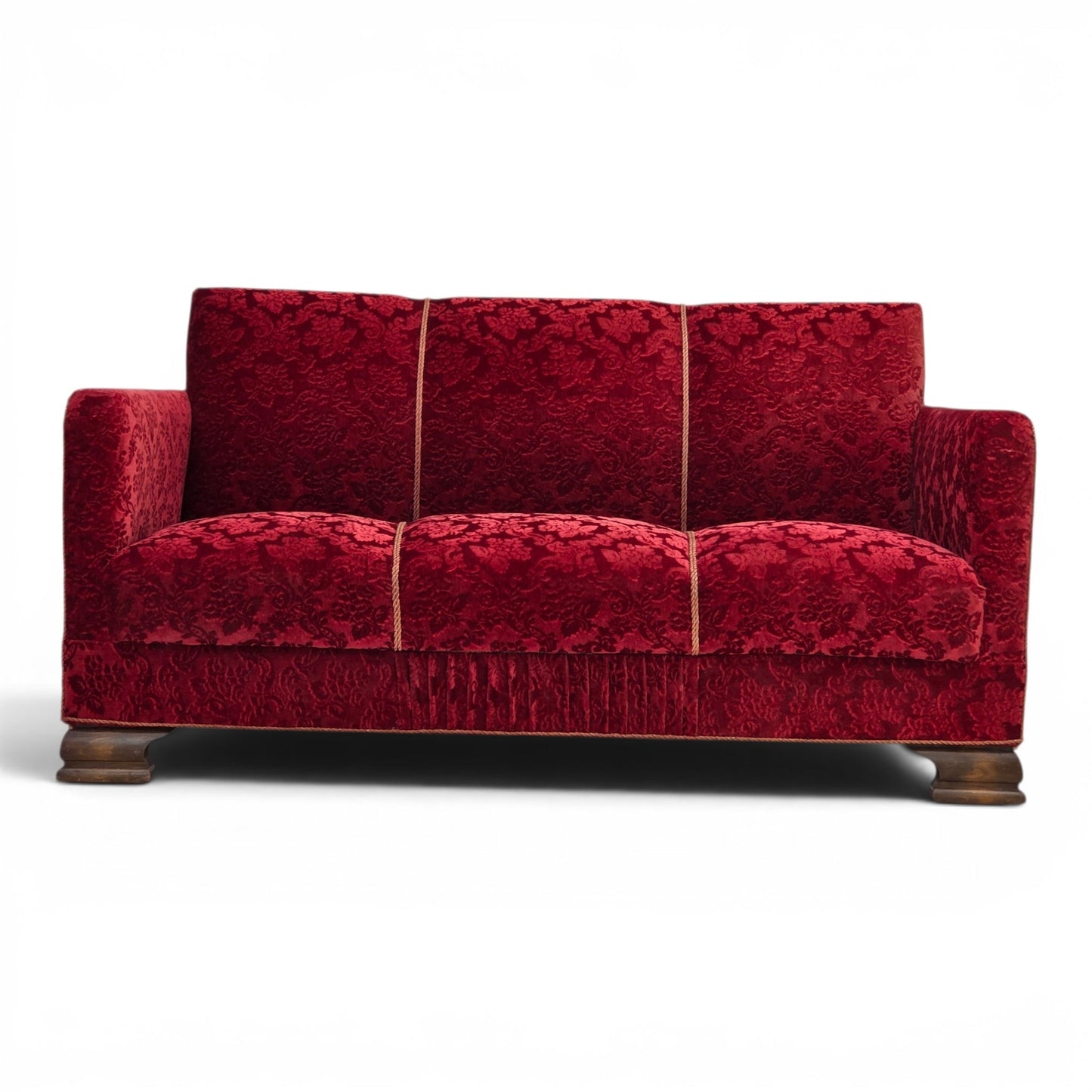 1950s, Danish 3-seater sofa, furniture velour, oak wood.