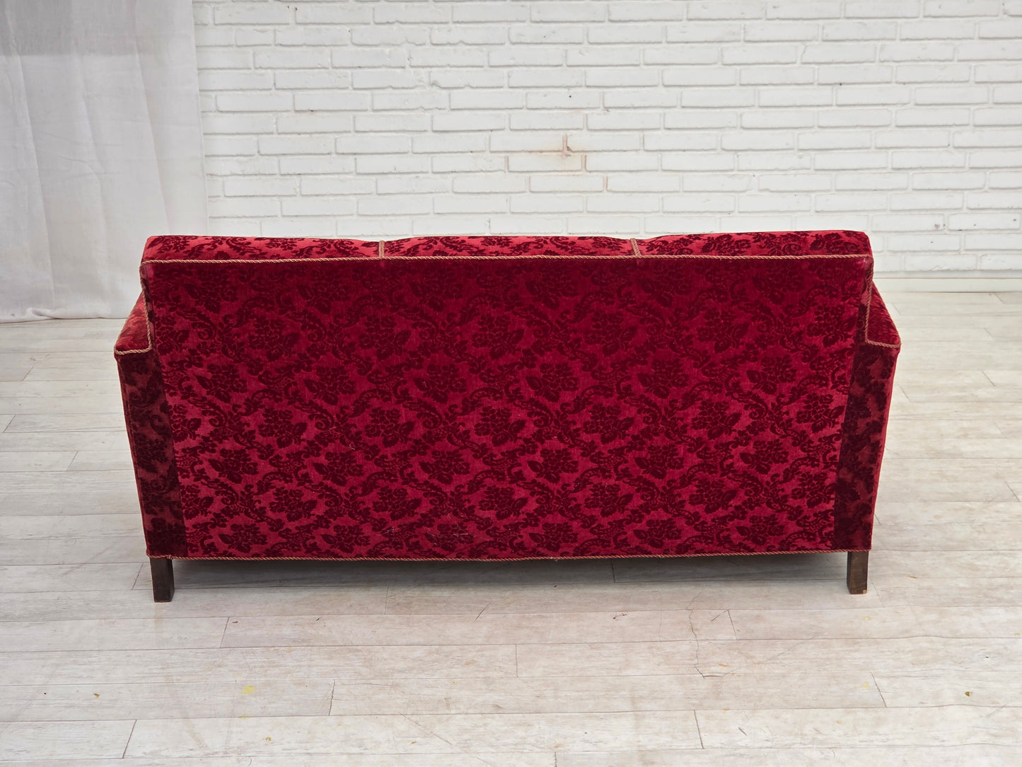 1950s, Danish 3-seater sofa, furniture velour, oak wood.