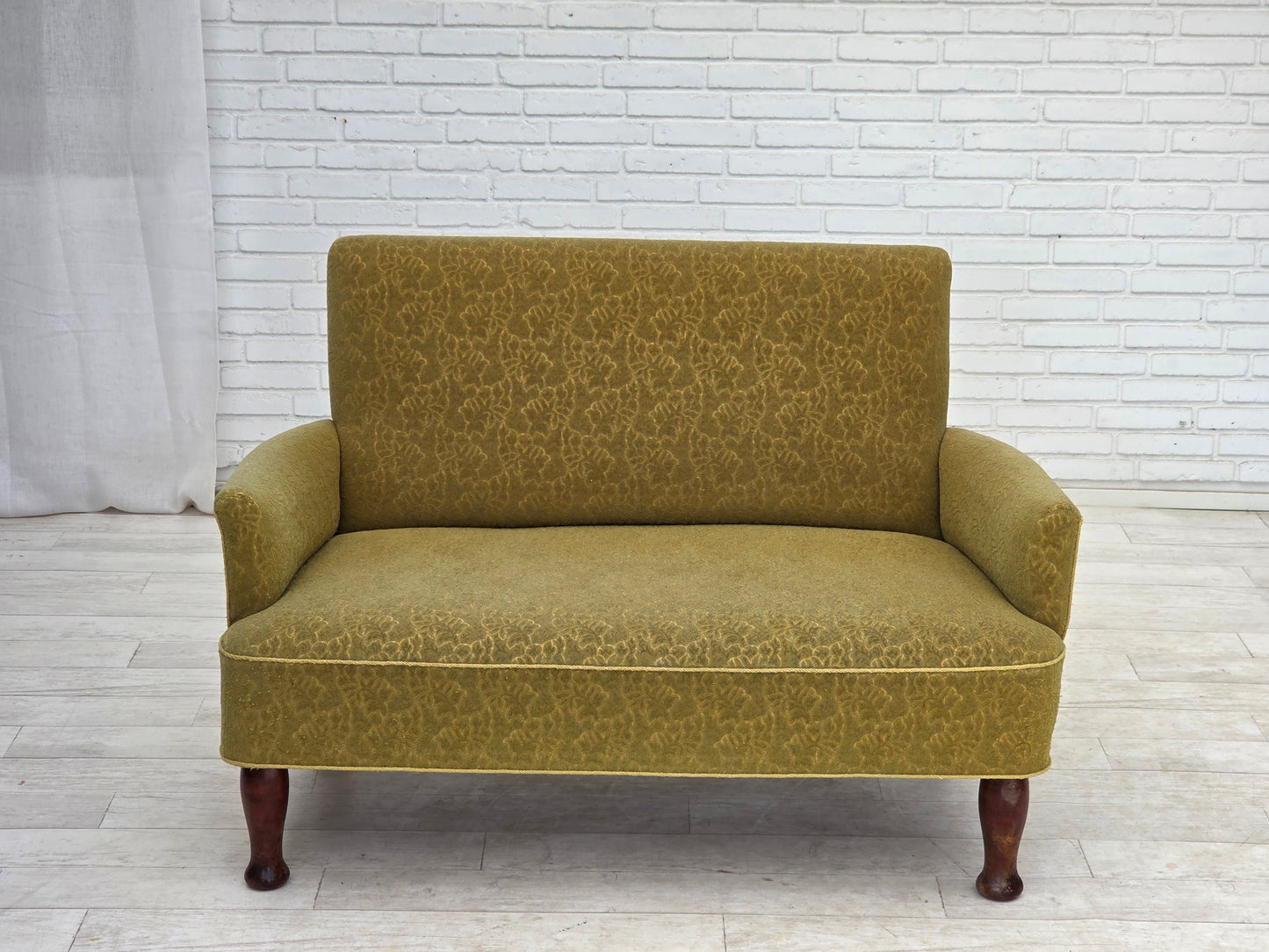 1950s, Danish 2-seater sofa, furniture wool fabric.