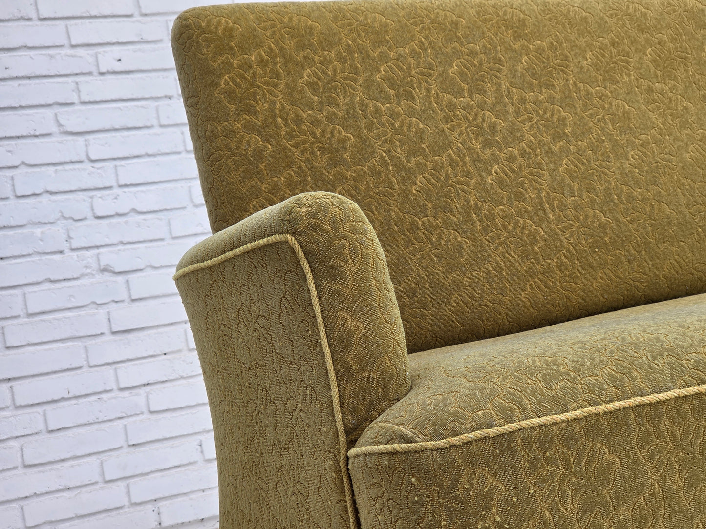 1950s, Danish 2-seater sofa, furniture wool fabric.