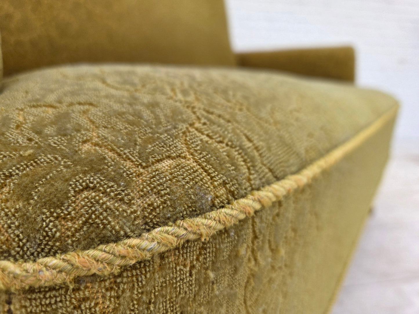 1950s, Danish 2-seater sofa, furniture wool fabric.