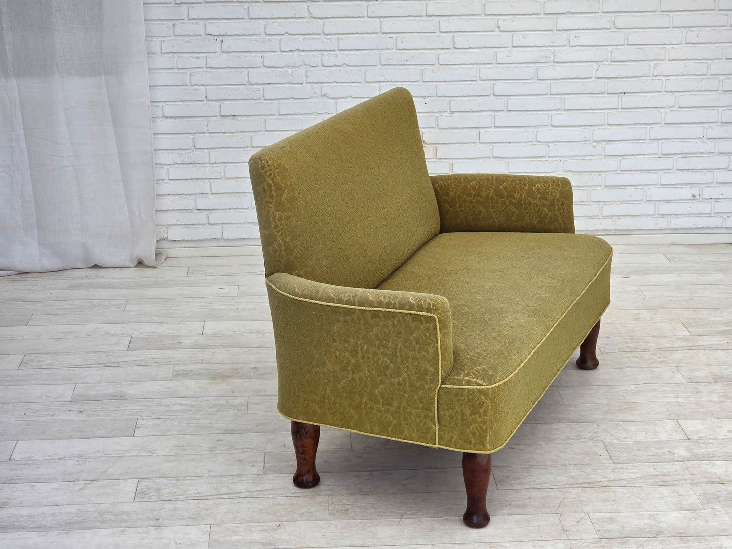 1950s, Danish 2-seater sofa, furniture wool fabric.