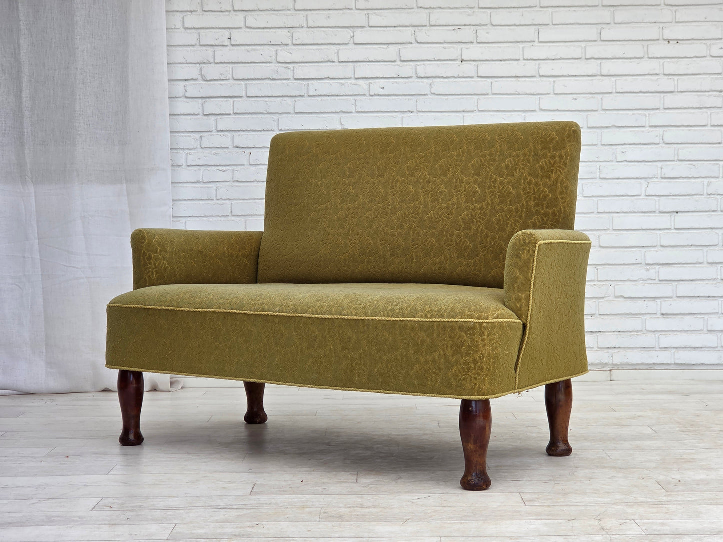 1950s, Danish 2-seater sofa, furniture wool fabric.
