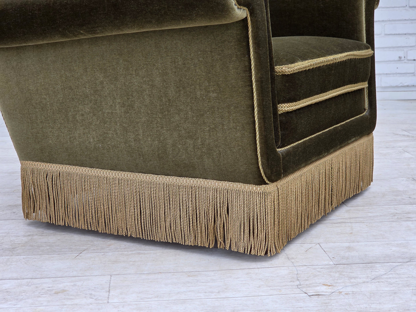 1970s, Danish armchair, original green furniture velour.