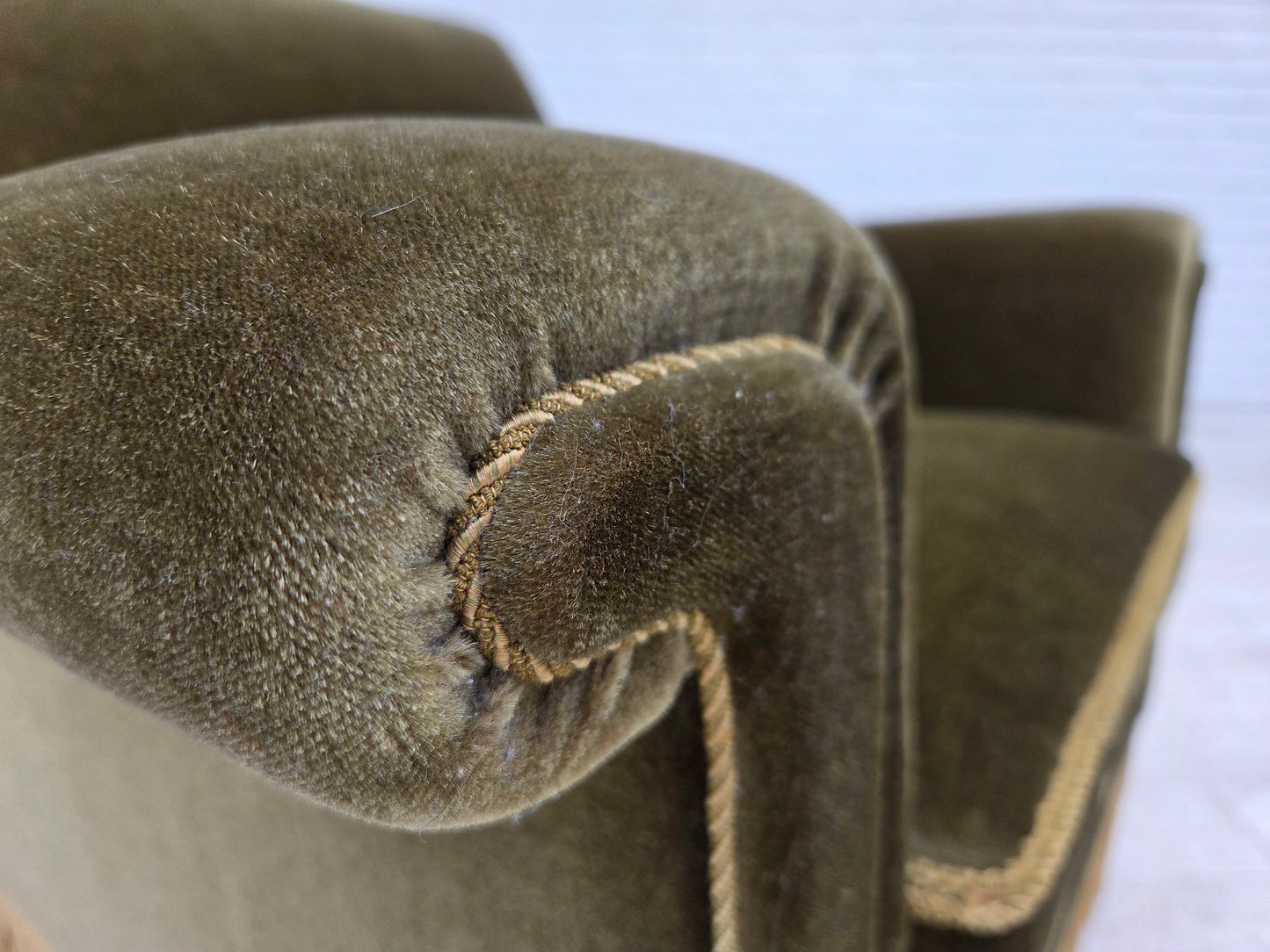 1970s, Danish armchair, original green furniture velour.