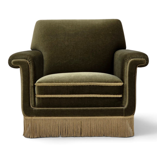 1970s, Danish armchair, original green furniture velour.