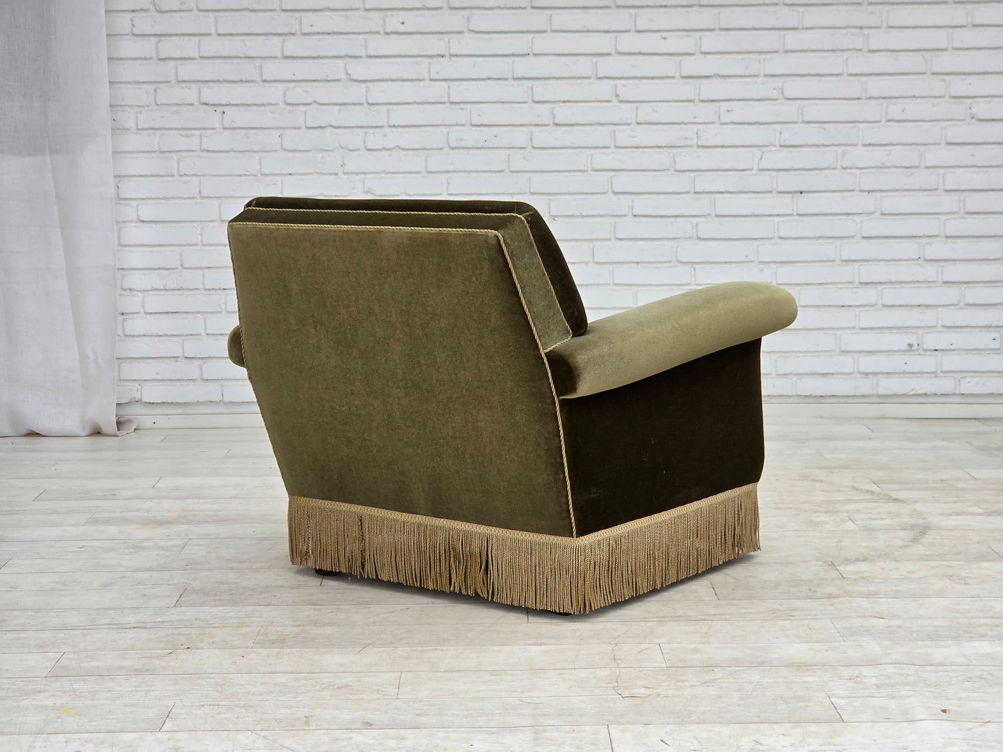1970s, Danish armchair, original green furniture velour.