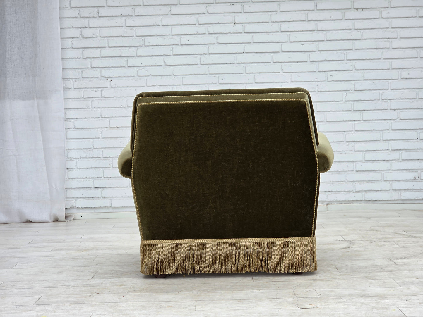 1970s, Danish armchair, original green furniture velour.