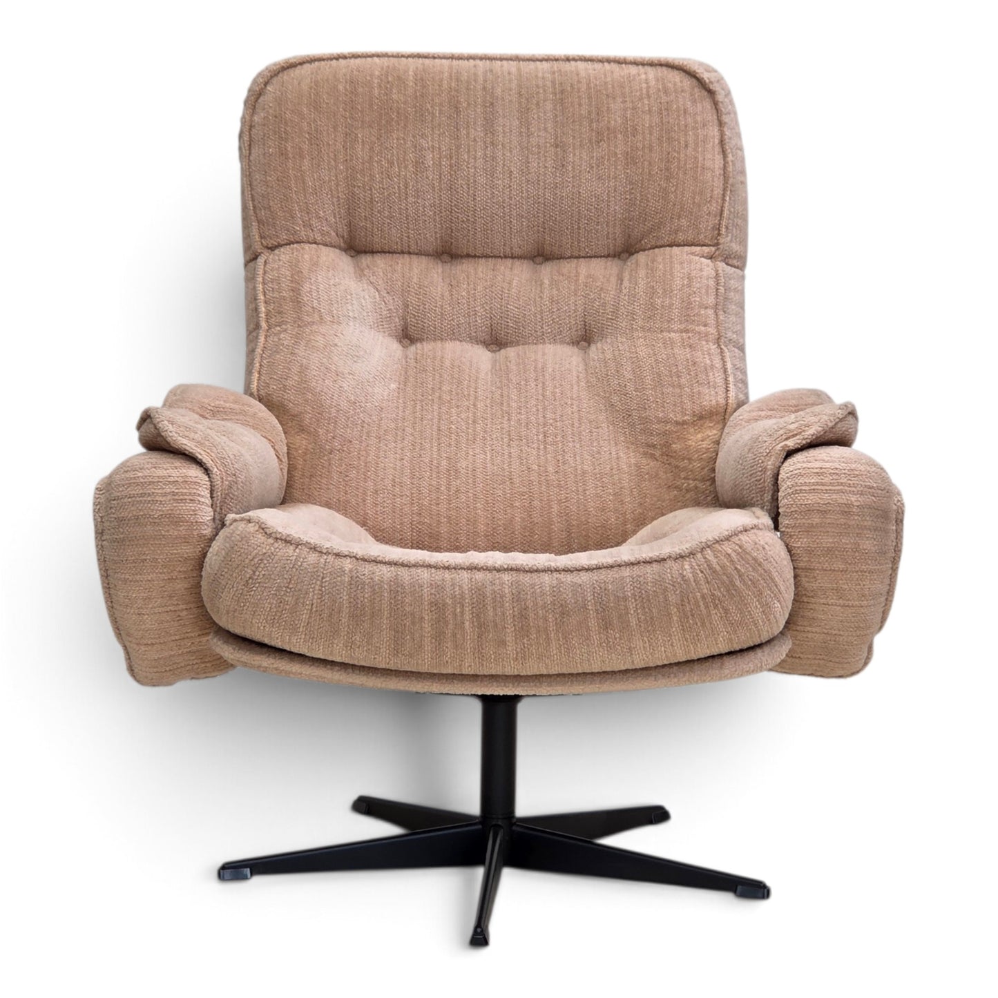 1970s, Danish swivel armchair, beige furniture fabric.