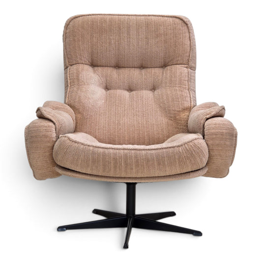 1970s, Danish swivel armchair, beige furniture fabric.