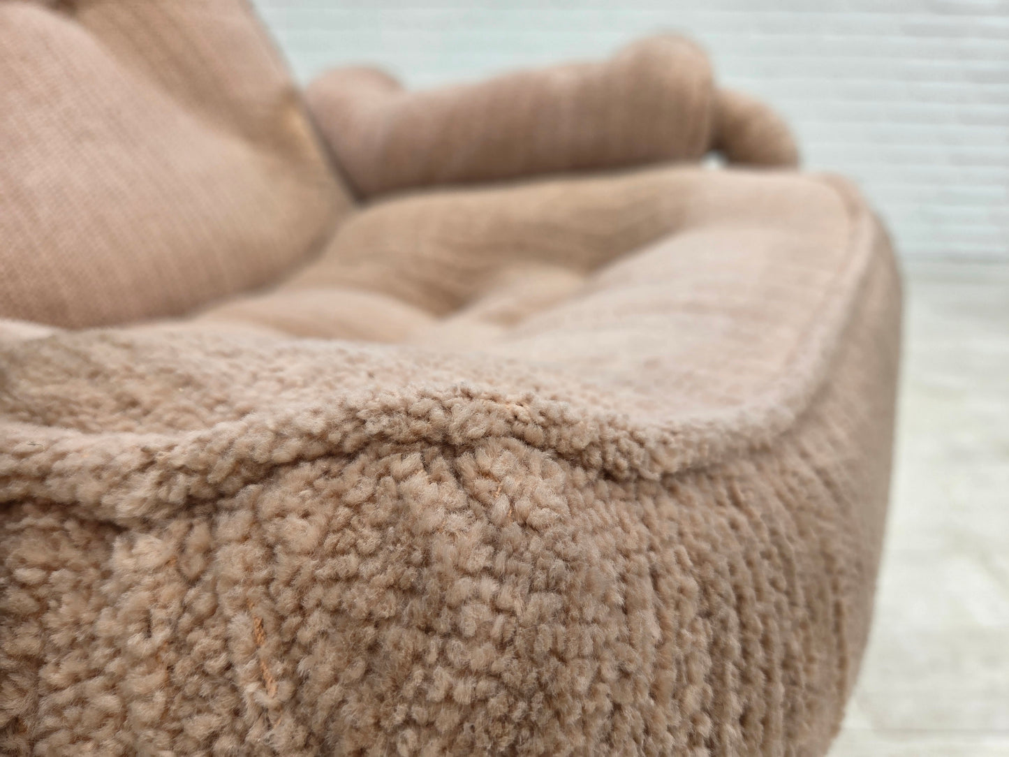 1970s, Danish swivel armchair, beige furniture fabric.