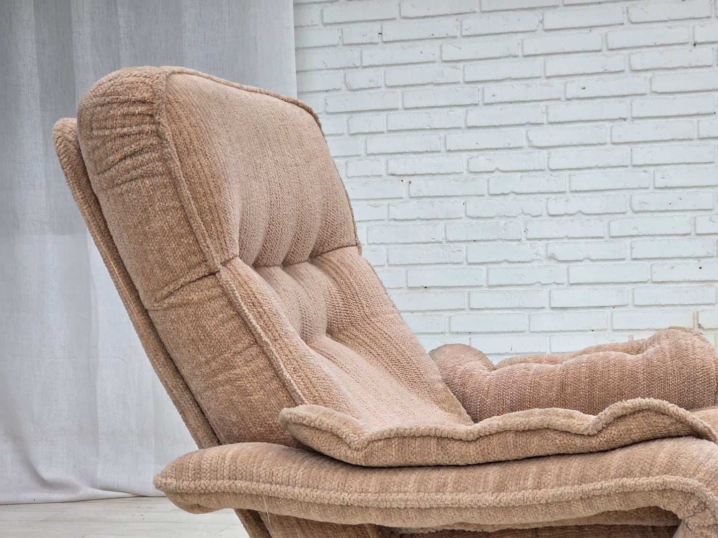 1970s, Danish swivel armchair, beige furniture fabric.