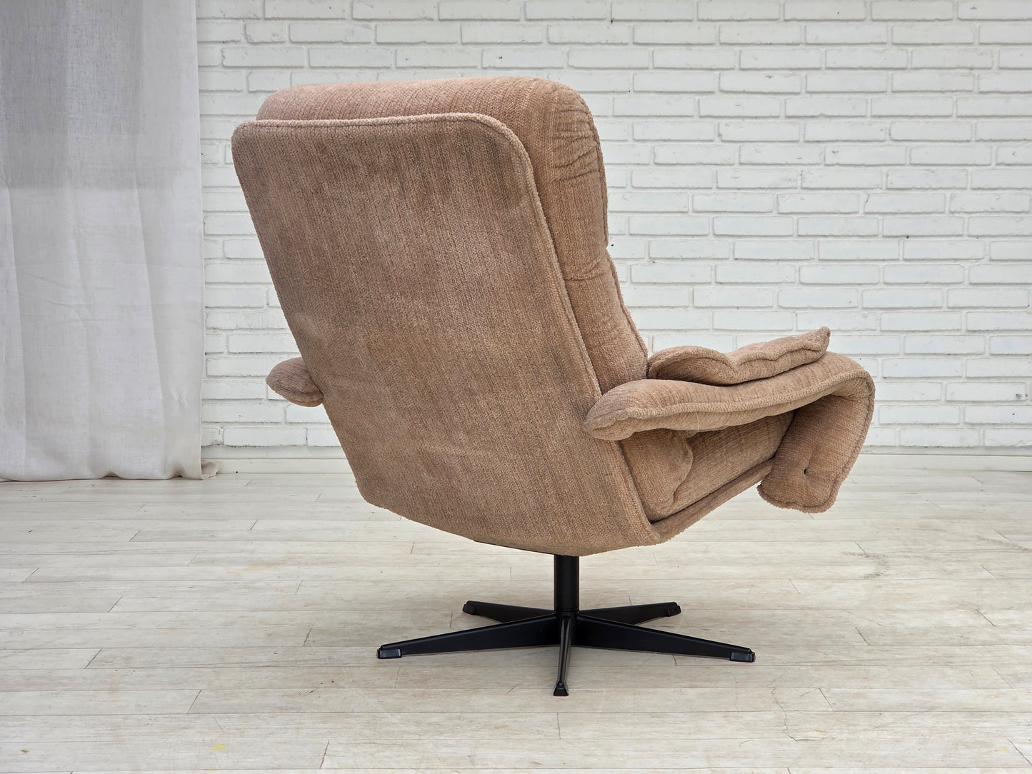 1970s, Danish swivel armchair, beige furniture fabric.