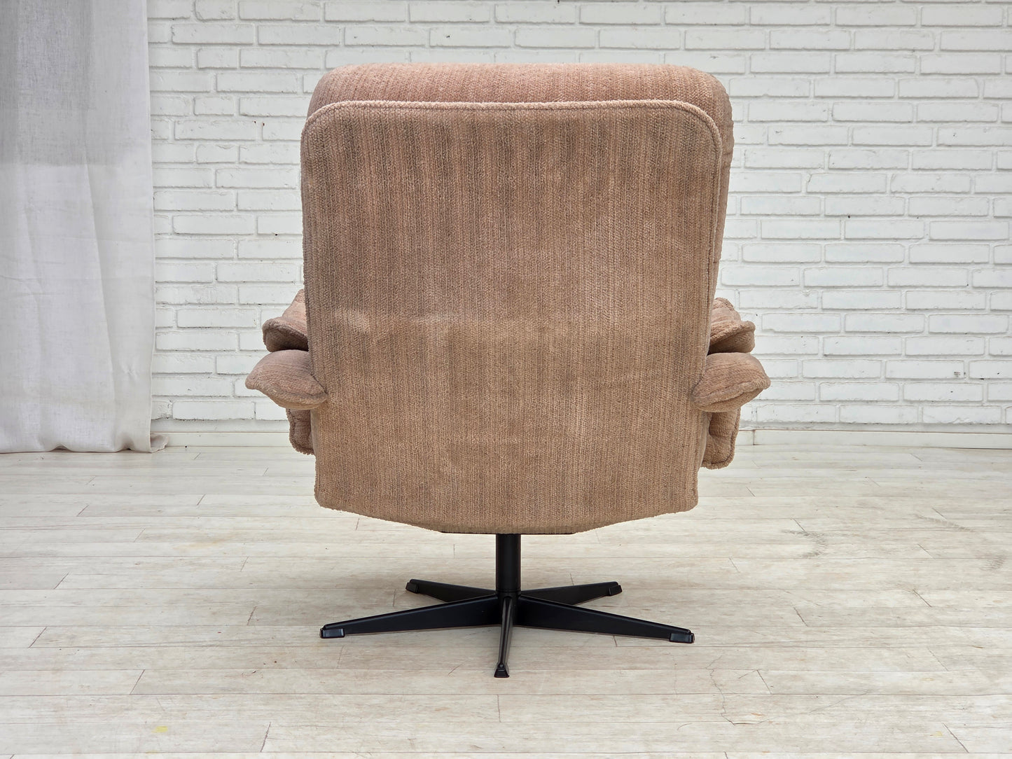 1970s, Danish swivel armchair, beige furniture fabric.