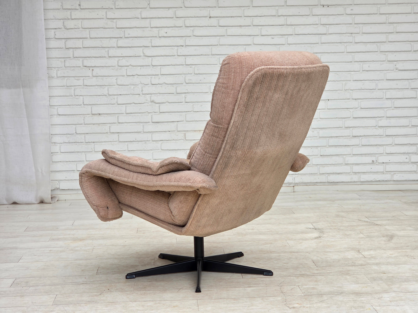 1970s, Danish swivel armchair, beige furniture fabric.